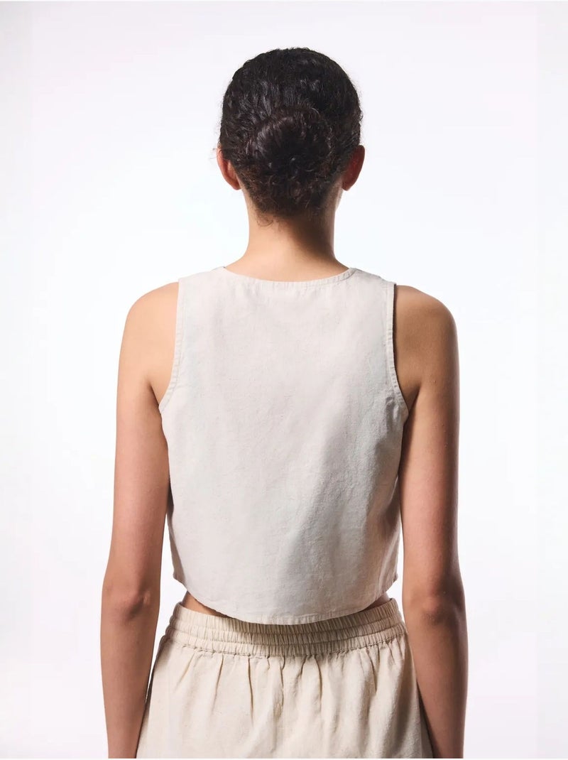 Top boho in lino penti Beige naturale - Kiabi