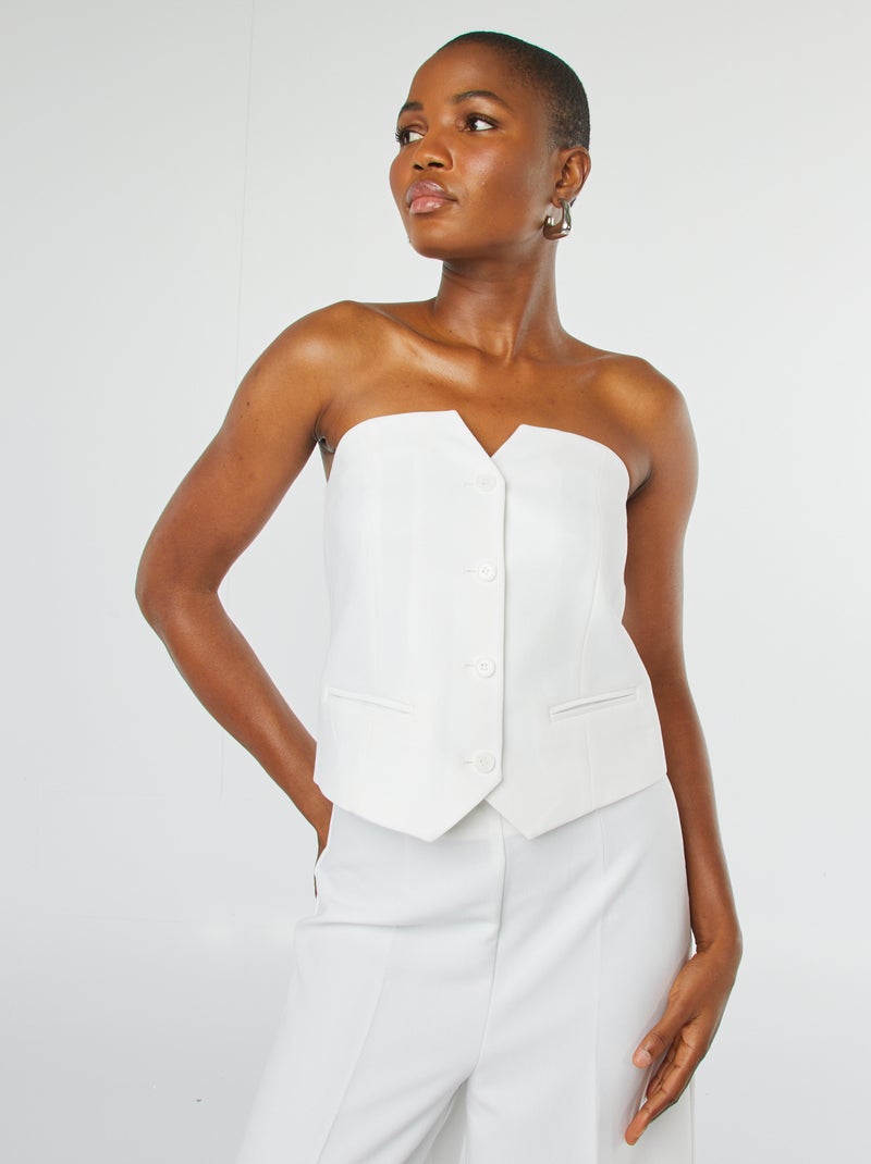Top bustier con bottoni bianco - Kiabi