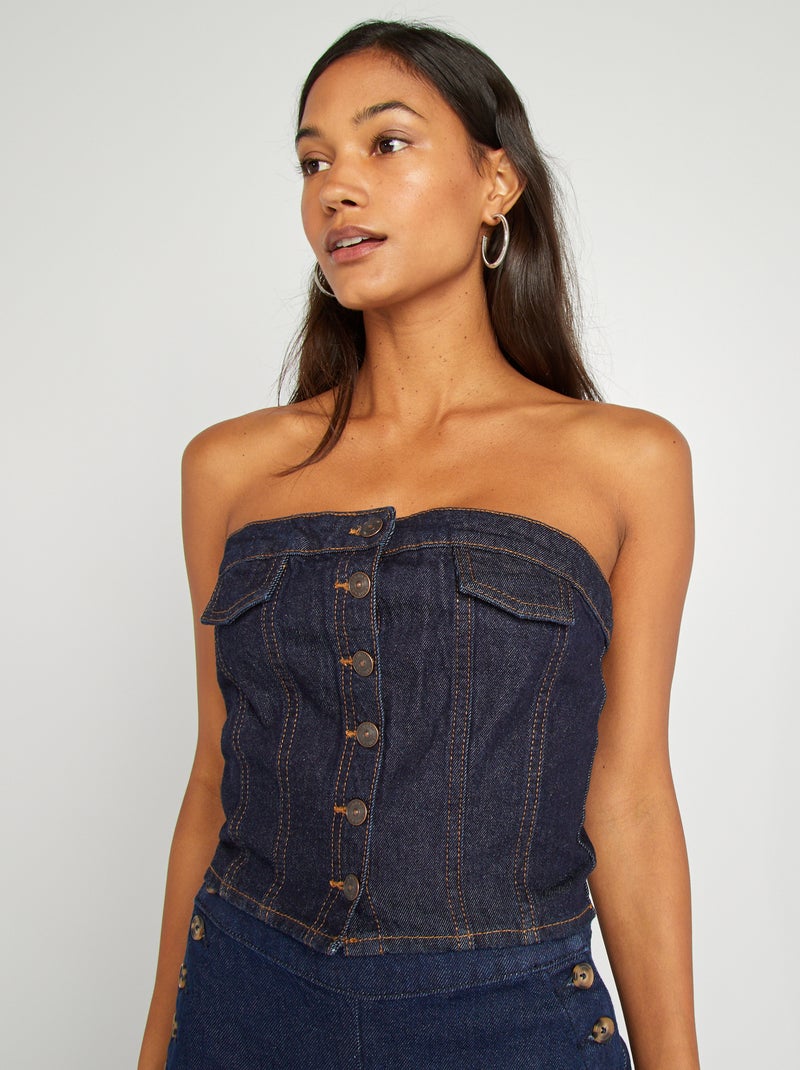 Top bustier in denim BLU - Kiabi