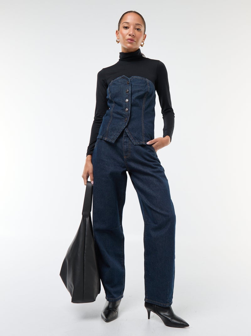 Top bustier in denim Blu - Kiabi