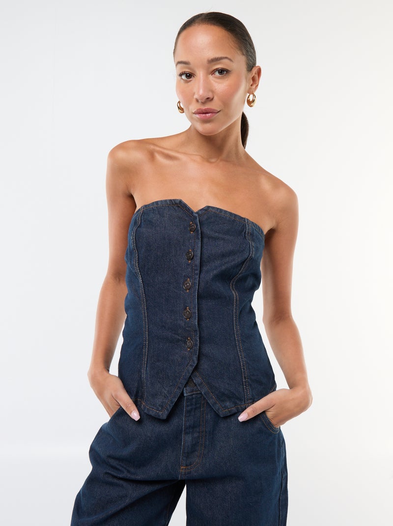 Top bustier in denim Blu - Kiabi