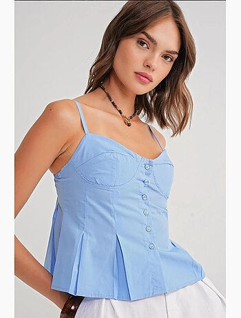 Top cami con scollo a cuore, bottoni sul davanti e peplum mixray