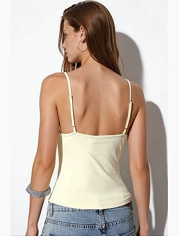 Top cami corto aderente in pizzo busem