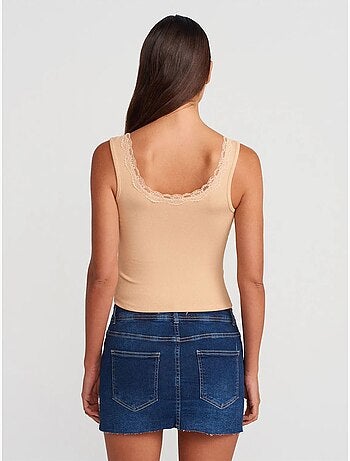 Top cami crop a coste in misto cotone dilvin