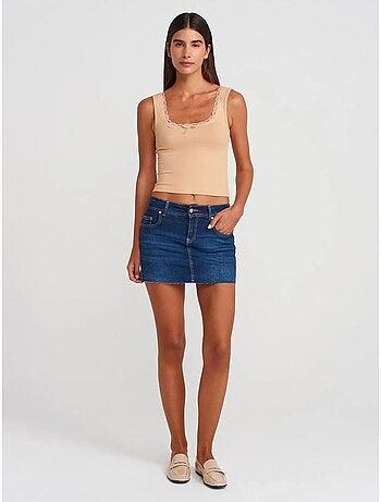 Top cami crop a coste in misto cotone dilvin