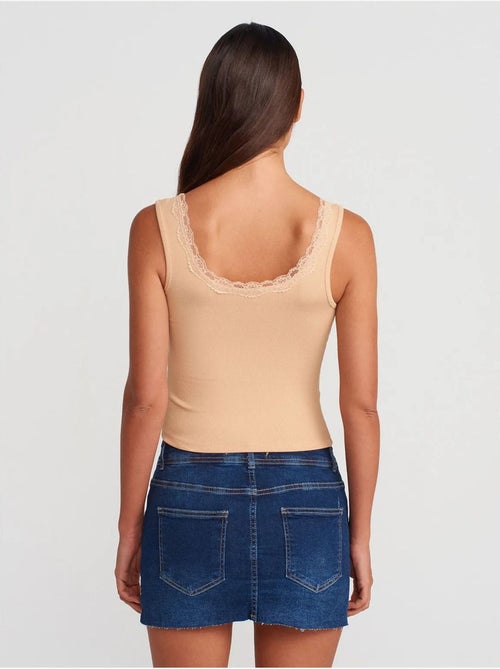 Top cami crop a coste in misto cotone dilvin - Kiabi Top cami crop a coste in misto cotone dilvin - Kiabi