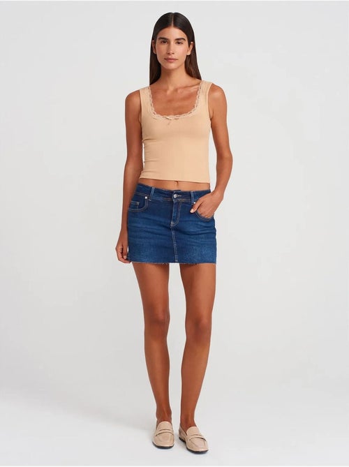 Top cami crop a coste in misto cotone dilvin - Kiabi Top cami crop a coste in misto cotone dilvin - Kiabi