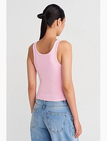 Top cami crop a coste in misto cotone dilvin