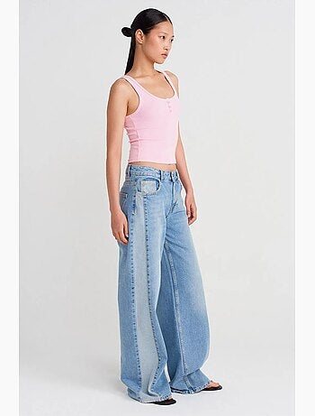 Top cami crop a coste in misto cotone dilvin