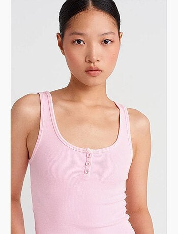 Top cami crop a coste in misto cotone dilvin
