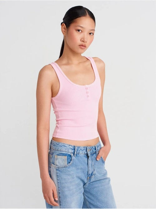 Top cami crop a coste in misto cotone dilvin - Kiabi Top cami crop a coste in misto cotone dilvin - Kiabi