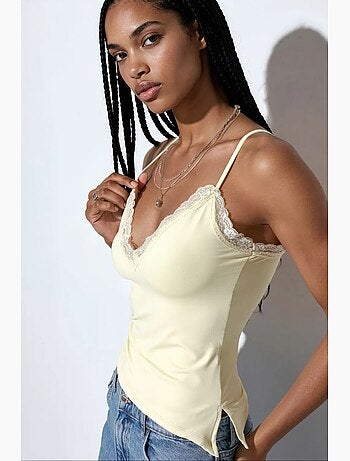 Top cami cropped aderente con ricamo busem