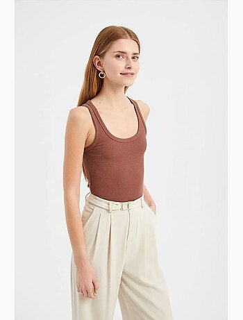 Top canotta basic a tinta unita con scollo tondo hiccup