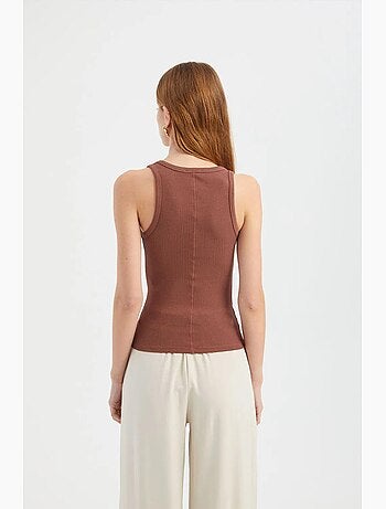 Top canotta basic a tinta unita con scollo tondo hiccup