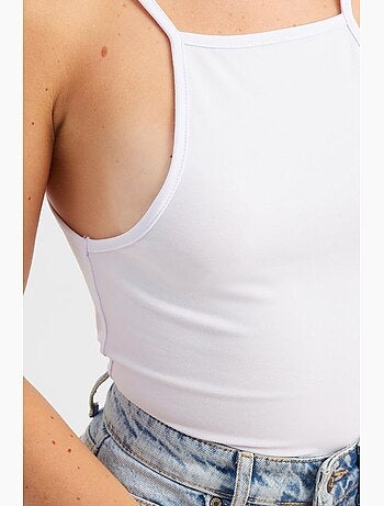 Top canotta in cotone con scollo all'americana hiccup