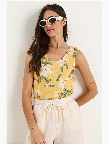 Top canotta in cotone-lycra floreale lucci