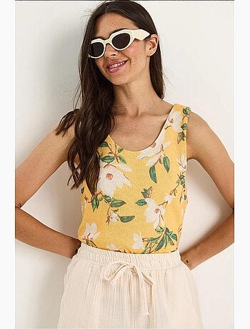 Top canotta in cotone-lycra floreale lucci
