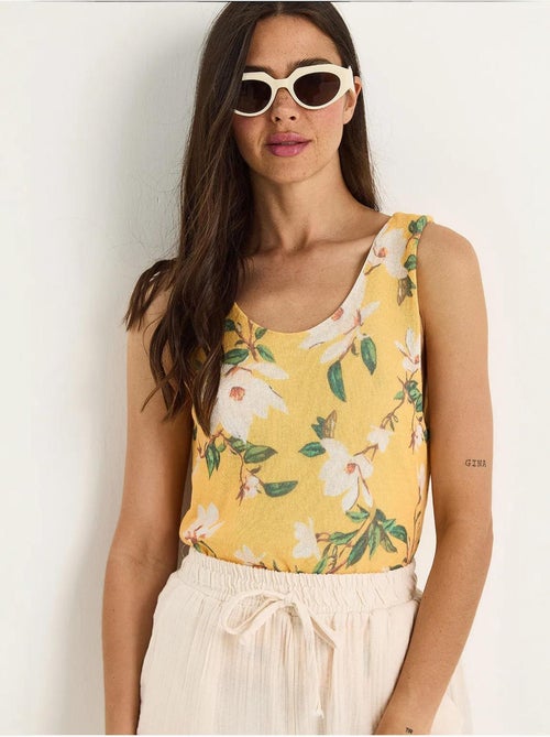 Top canotta in cotone-lycra floreale lucci - Kiabi Top canotta in cotone-lycra floreale lucci - Kiabi
