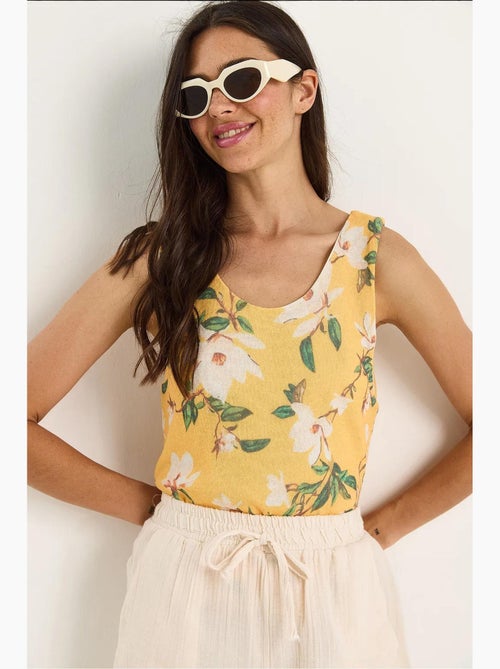 Top canotta in cotone-lycra floreale lucci - Kiabi Top canotta in cotone-lycra floreale lucci - Kiabi