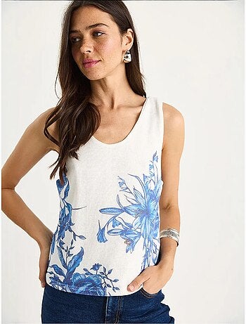 Top canotta in cotone-lycra floreale lucci
