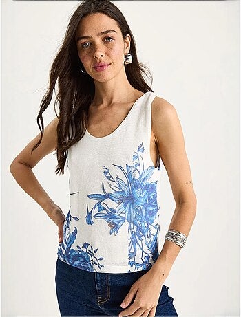 Top canotta in cotone-lycra floreale lucci