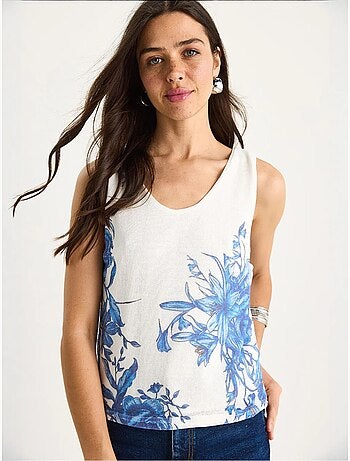 Top canotta in cotone-lycra floreale lucci