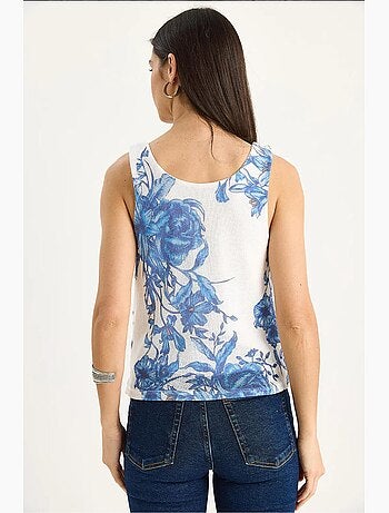 Top canotta in cotone-lycra floreale lucci