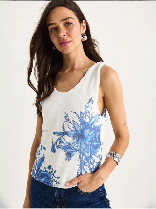 Top canotta in cotone-lycra floreale lucci - Kiabi Top canotta in cotone-lycra floreale lucci - Kiabi