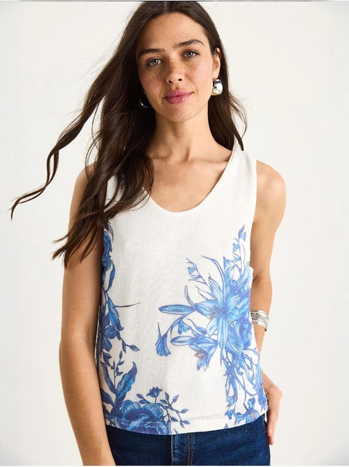 Top canotta in cotone-lycra floreale lucci - Kiabi Top canotta in cotone-lycra floreale lucci - Kiabi