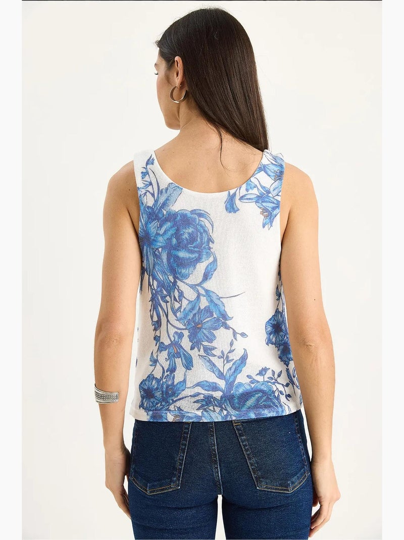 Top canotta in cotone-lycra floreale lucci Bianco - Kiabi