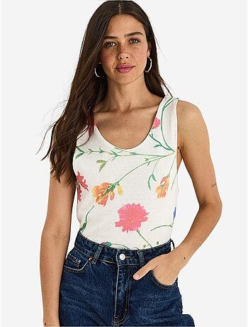 Top canotta in cotone-lycra floreale lucci