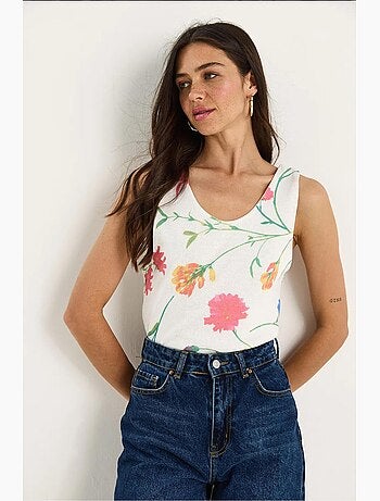 Top canotta in cotone-lycra floreale lucci