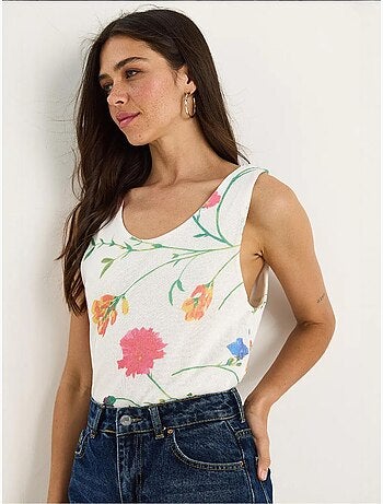 Top canotta in cotone-lycra floreale lucci