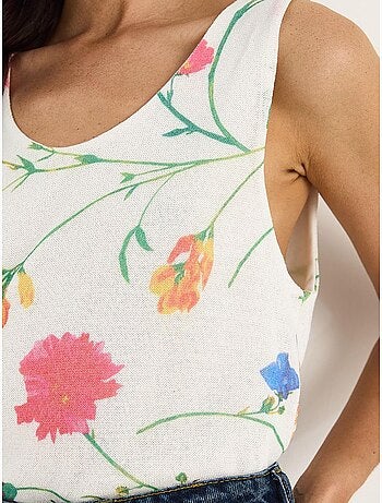 Top canotta in cotone-lycra floreale lucci