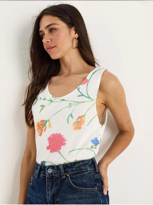 Top canotta in cotone-lycra floreale lucci - Kiabi Top canotta in cotone-lycra floreale lucci - Kiabi