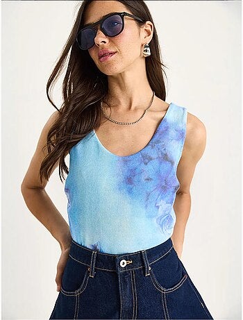 Top canotta in cotone-lycra floreale lucci