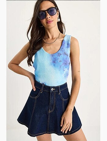 Top canotta in cotone-lycra floreale lucci