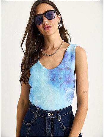 Top canotta in cotone-lycra floreale lucci
