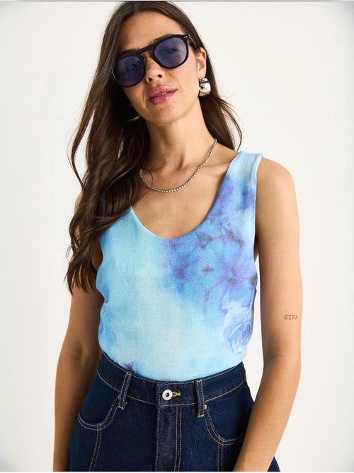 Top canotta in cotone-lycra floreale lucci - Kiabi Top canotta in cotone-lycra floreale lucci - Kiabi