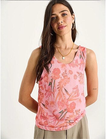 Top canotta in cotone-lycra floreale lucci