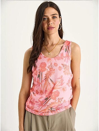 Top canotta in cotone-lycra floreale lucci