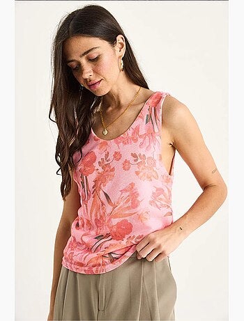 Top canotta in cotone-lycra floreale lucci