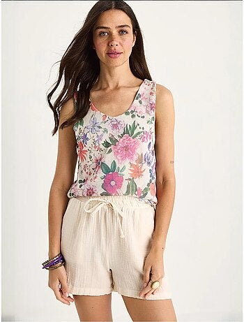 Top canotta in cotone-lycra floreale lucci