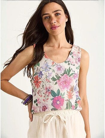 Top canotta in cotone-lycra floreale lucci