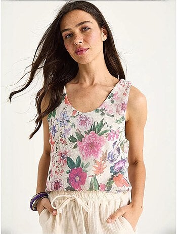 Top canotta in cotone-lycra floreale lucci