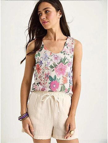 Top canotta in cotone-lycra floreale lucci