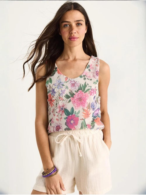 Top canotta in cotone-lycra floreale lucci - Kiabi Top canotta in cotone-lycra floreale lucci - Kiabi