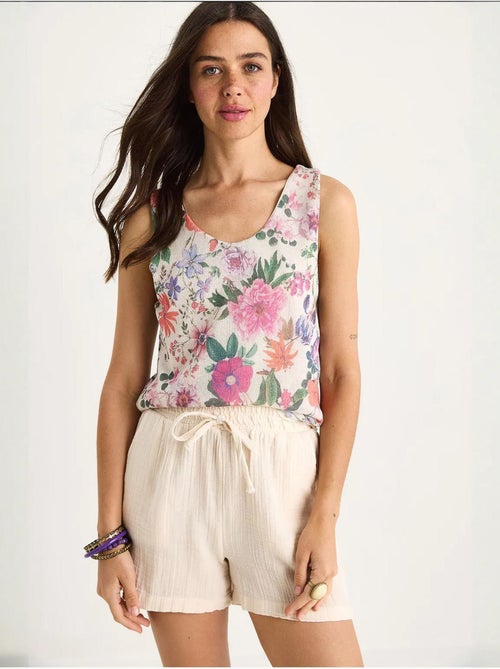 Top canotta in cotone-lycra floreale lucci - Kiabi Top canotta in cotone-lycra floreale lucci - Kiabi