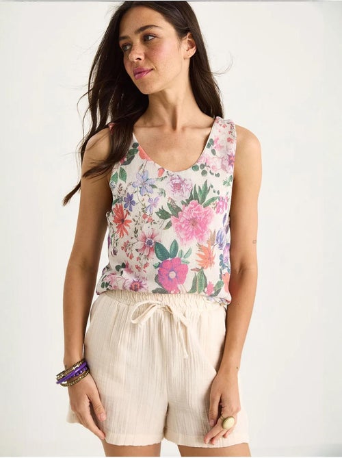 Top canotta in cotone-lycra floreale lucci - Kiabi Top canotta in cotone-lycra floreale lucci - Kiabi