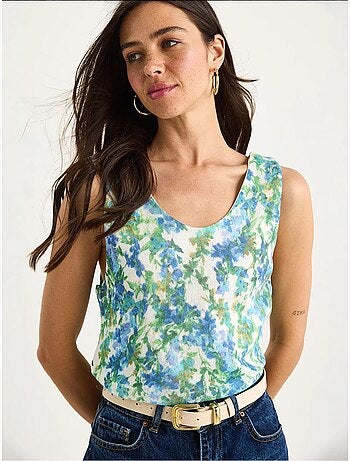 Top canotta in cotone-lycra floreale lucci